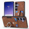 For Samsung Galaxy S25 5G Retro Skin-feel Ring Card Wallet Phone Case(Brown)