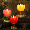 LED Electronic Candle Lotus Lamp Buddha Offering Light Simulation Swing Decorative Lights(Pink)