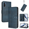 For Samsung Galaxy Note10+ Line Splicing Buckle Retro Leather Phone Case(Dark Blue)