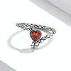 S925 Sterling Silver Retro Snake Heart Zircon Women Open Ring, Size:8