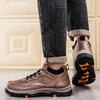 Men Outdoor Hiking Casual Leather Shoes Thickened Non-Slip Waterproof Sneakers, Size: 42(Black With Cotton)