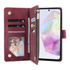 For Samsung Galaxy A26 5G Multifunctional Frosted Zipper Wallet Leather Phone Case(Wine Red)