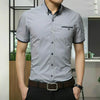 Men Business Shirt Short Sleeves Turn-down Collar Shirt, Size:XL(Gray)