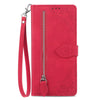 For Xiaomi Redmi K70 Embossed Flower Zipper Leather Phone Case(Red)