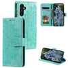 For Samsung Galaxy A36 Totem Flower Embossed Leather Phone Case with Lanyard(Green)