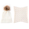 Knitted Warm Round Machine Cap Protects Ear Bonnet Baby Winter Hats Caps + Scarf Suits(White)