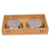 Bamboo Raised Pet Bowls with Stainless Steel Inserts, Small