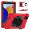 For Xiaomi Redmi Pad SE 8.7 Rotatable Holder Silicone Hybrid PC Tablet Case with Shoulder Strap(Red)