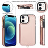 For iPhone 12 mini Double Flap Zipper RFID Leather Phone Case with Short Lanyard(Rose Gold)