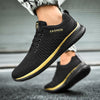 JD-9088 Autumn Fly Woven Soft Bottom Men Leisure Shoes Couple Running Shoes, Size: 44(Black Gold)
