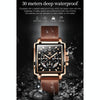 OLEVS 9919 Square Dial Chronograph Luminous Quartz Watch for Men(Brown Leather Rose Shell Black Surface)
