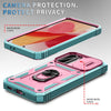 For Samsung Galaxy A56 5G Sliding Camshield TPU + PC Phone Case with Holder(Pink+Green)