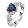 Women Heart Pattern Diamond Ring, Ring Size:8(Blue)