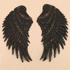 Black A Pair Sequin Feather Wing Shape Clothing Patch Sticker DIY Clothing Accessories, Size:Small 20.5 x 10cm