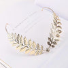 Women Fashion Headbands Crystal Alloy Hairbands Back Holder(Leaf section)