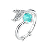 Mermaid Tears Open Ring S925 Sterling Silver and Platinum Plated Ring