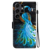 For Samsung Galaxy S24 Ultra 5G Crystal Texture Colored Drawing Leather Phone Case(Peacock)