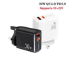PD31 5V-20V 30W USB-C / Type-C + USB-A Multi Protocol Compatible Charger, UK Plug(Black)