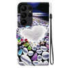 For Samsung Galaxy S23 Ultra 5G Crystal Texture Colored Drawing Leather Phone Case(Heart Shaped)