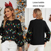 Women Christmas Sweater Sweet Loose Pullover Knit Sweater, Size: M(Black)