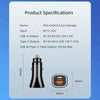 PD + QC3.0 Car 2 in 1 Square Fast Charger Car Cigarette Lighter (Black)