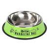 XL 22cm Anti-Tip Stainless Steel Pet Bowl (Green) - Cat & Dog