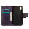For iPhone XR Embossed Butterfly Pattern Horizontal Flip Leather Case with Card Slot & Holder & Wallet & Lanyard (Dark Purple)
