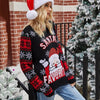 Christmas Women Pullover Sweater Santa Claus Embroidery Crew Neck Knit Sweater, Size: M(Black)