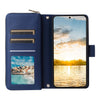For Samsung Galaxy S23 FE 5G Nine-card Slots Zipper Wallet Bag Leather Phone Case(Blue)