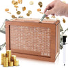 Wooden Money Box Piggy Bank With Counter Home Library Decoration, Spec: Dark Brown 5000 Euros