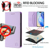 For iPhone 14 Pro Max RC01 Dual-Folded Magnetic Suction RFID Leather Phone Case(Light Purple)