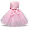 Pink Girls Sleeveless Rose Flower Pattern Bow-knot Lace Dress Show Dress, Kid Size: 140cm