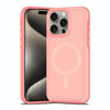 For iPhone 15 Pro Shockproof MagSafe Armor PC Hybrid TPU Phone Case(Light Pink+Coral Red)