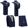10x7.5x14cm Vertical Necklace Holder Jewelry Display Props Blue Microfiber Window Necklace Earring Ring Stand