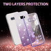 For Samsung Galaxy S10e Gradient Glitter Flower All-inclusive Phone Case(Purple)