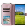 For Samsung Galaxy S23 Ultra 5G Nine-card Slots Zipper Wallet Bag Leather Phone Case(Rose Gold)