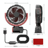 Car Foldable Steering USB Single-Head Fan(Black Red)