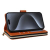 For iPhone 15 Pro Nine-card Slots Zipper Wallet Bag Leather Phone Case(Brown)