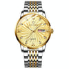 BINBOND B3034 Diamond 30m Waterproof Business Watch Men's Butterfly Buckle Luminous Quartz Watch(Inter-gold-Gold)