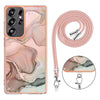 For Samsung Galaxy S25 Ultra 5G Electroplating Marble Dual-side IMD Phone Case with Lanyard(Rose Gold 015)