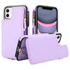 For iPhone 11 Double Flap Zipper RFID Leather Phone Case with Short Lanyard(Light Purple)