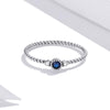 S925 Sterling Silver Dark Blue Zircon Platinum Plated Twist Texture Women Ring, Size:6