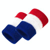 2PCS Basketball Badminton Tennis Running Fitness Towel Sweat-absorbent Sports Wrist(Blue Red White)