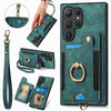 For Samsung Galaxy S25 Ultra 5G Retro Skin-feel Ring Multi-card Wallet Phone Case(Green)