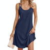 Women Summer Round Neck Halter Loose Sleeveless Dress, Size: M(Navy)