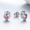 Heart-shaped S925 Sterling Silver Earrings with Gemstones