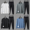FLQS188 Spring and Autumn Round Collar Pullover Sweatshirt Set Men Casual Sports Clothes, Size: 5XL(Black)