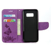 For Galaxy S8 Butterflies Embossing Horizontal Flip Leather Case with Holder & Card Slots & Wallet & Lanyard(Purple)