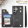 For Samsung Galaxy S25 Ultra 5G Rhombic Dual Buckle Card Slots Phone Case with Lanyard(Black)