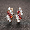 1 Pair Of 18 k Gold Irregular Geometrical Sterling Silver Crystal Stud Earring For Women, 21*9 mm(red)